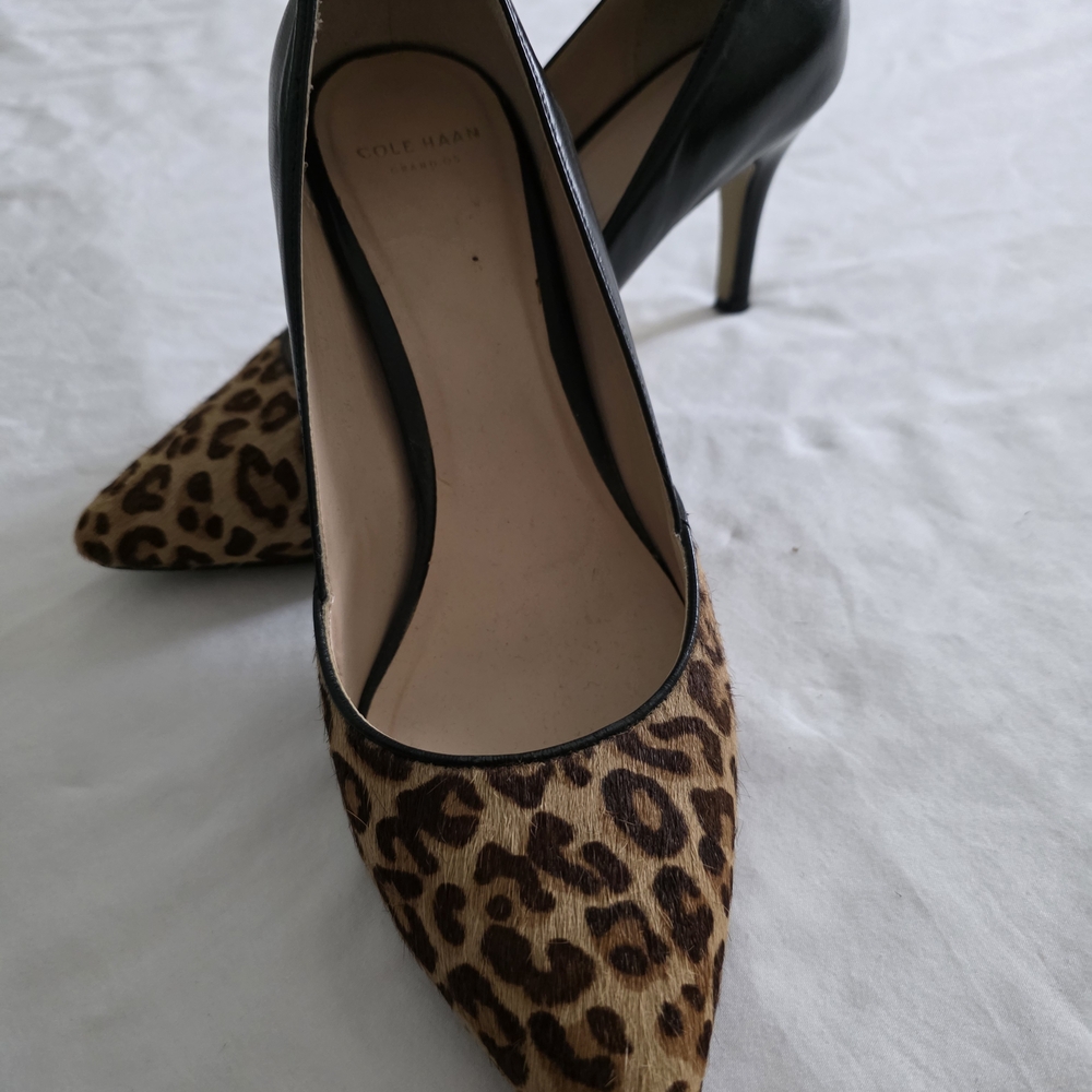 Cole Haan Leopard Print Heels with Black Accents